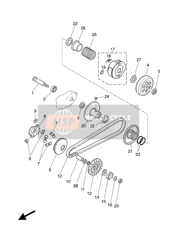 Yamaha YQ50L AEROX 2004 Clutch for a 2004 Yamaha YQ50L AEROX